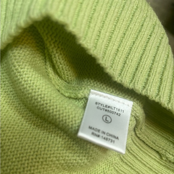 LALAVON CREW NECK TEXTURED MINT GREEN LOOSE FITTING BALLON SLEEVE SWEATER SZ L - Picture 6 of 9